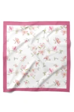 Pembe Çiçek Desenli Bandana Fular