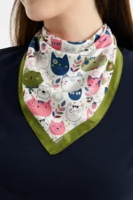 Sevimli Kedi Desenli Bandana Fular - Görsel 2