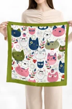 Sevimli Kedi Desenli Bandana Fular - Görsel 3