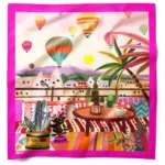 Kapadokya Manzaralı Desenli Bandana Fular