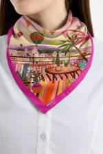 Kapadokya Manzaralı Desenli Bandana Fular - Görsel 2