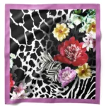 Zebra & Çiçek Desenli Bandana Fular