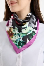 Zebra & Çiçek Desenli Bandana Fular - Görsel 2