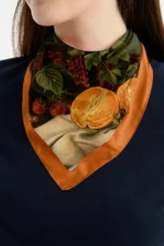 Vintage Portakal ve Orman Meyveli Bandana Fular - Görsel 2