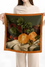 Vintage Portakal ve Orman Meyveli Bandana Fular - Görsel 3