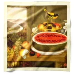 Meyve ve Kuş Desenli Bandana Fular