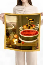 Meyve ve Kuş Desenli Bandana Fular - Görsel 2