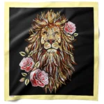 Aslan ve Gül Desenli Bandana Fular