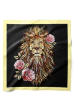Aslan ve Gül Desenli Bandana Fular