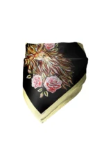 Aslan ve Gül Desenli Bandana Fular - Görsel 4