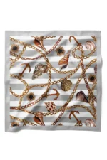 Deniz Kabuklu ve Zincir Desenli Bandana Fular