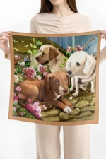 Floral Köpek Dostları Desenli Bandana Fular - Görsel 3