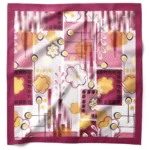 Bordo Geometrik Çiçek Desenli Bandana Fular