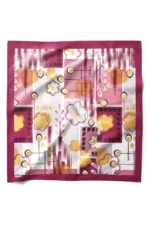 Bordo Geometrik Çiçek Desenli Bandana Fular