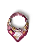 Bordo Geometrik Çiçek Desenli Bandana Fular - Görsel 5