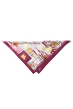 Bordo Geometrik Çiçek Desenli Bandana Fular - Görsel 6