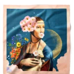 Çiçekli Kadın Desenli Bandana Fular