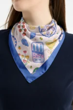 Akdeniz Esintili Sardalya Desenli Bandana Fular - Görsel 2
