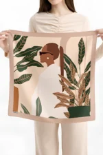 Tropikal Modern Kadın Desenli Bandana Fular - Görsel 3