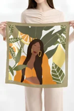 Tropikal Kadın Desenli Bandana Fular - Görsel 3