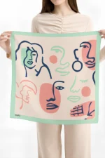 Minimal Yüz Desenli Bandana Fular - Görsel 3