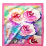 Sulu Boya Gül Desenli Bandana Fular