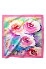 Sulu Boya Gül Desenli Bandana Fular