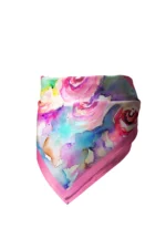 Sulu Boya Gül Desenli Bandana Fular - Görsel 4