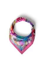 Sulu Boya Gül Desenli Bandana Fular - Görsel 5