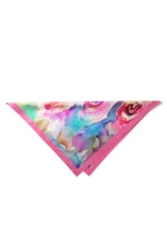 Sulu Boya Gül Desenli Bandana Fular - Görsel 6