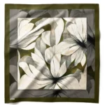 Bej Çiçek Desenli Bandana Fular