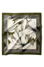 Bej Çiçek Desenli Bandana Fular