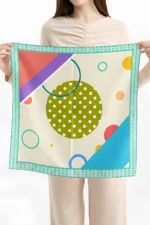 Renkli Geometrik Desenli Bandana Fular - Görsel 3