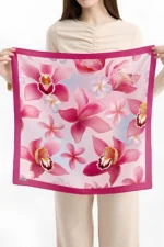 Pembe Orkide Desenli Banadan Fular - Görsel 3