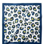 Lacivert Altın Leopar Desenli Bandana Fular