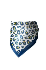 Lacivert Altın Leopar Desenli Bandana Fular - Görsel 4