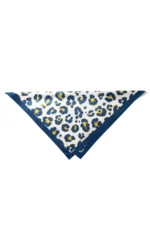 Lacivert Altın Leopar Desenli Bandana Fular - Görsel 6
