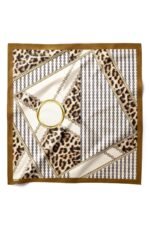 Altın Halka Leopar Desenli Bandana Fular - Görsel 4