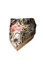 Altın İzli Gül Desenli Bandana Fular - Görsel 5