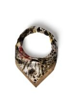 Altın İzli Gül Desenli Bandana Fular - Görsel 6