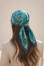 Turkuaz Dallar Desenli Bandana Fular - Görsel 3