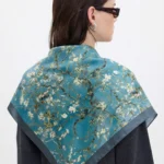 Turkuaz Dallar Desenli Bandana Fular