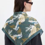 Turna Uçuşu Desenli Bandana Fular