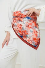 Mercan Düşü Desenli Bandana Fular - Görsel 2