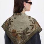 Hasır Yaprak Desenli Bandana Fular