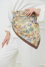 Pastel Yelpaze Desenli Bandana Fular - Görsel 2