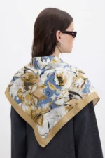 Altın Fırça Desenli Bandana Fular