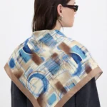 Mavi Katman Desenli Bandana Fular