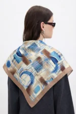 Mavi Katman Desenli Bandana Fular