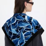 Derin Mavi Desenli Bandana Fular